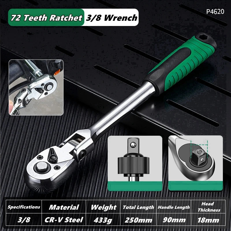 Drive Socket Drive Standard Ratchet Wrench , 1/4,3/8,1/2 Inch Flexible 72-Tooth Extendable Telescopic Socket Spanner Wrench