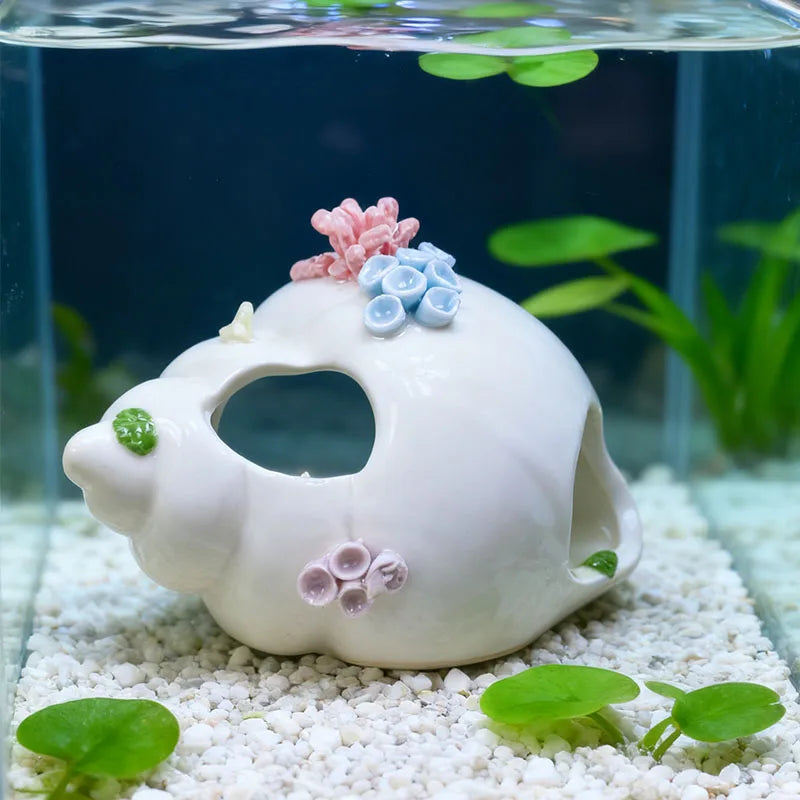 Ceramic aquarium ornament, designed for fish to rest on, adding a touch of nature to your aquarium