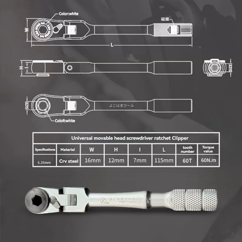 1/4-inch Ratchet Wrench Set, Multi-Angle Design, Portable Hand Repair Tool Kit, for Confined Spaces & Daily Repairs