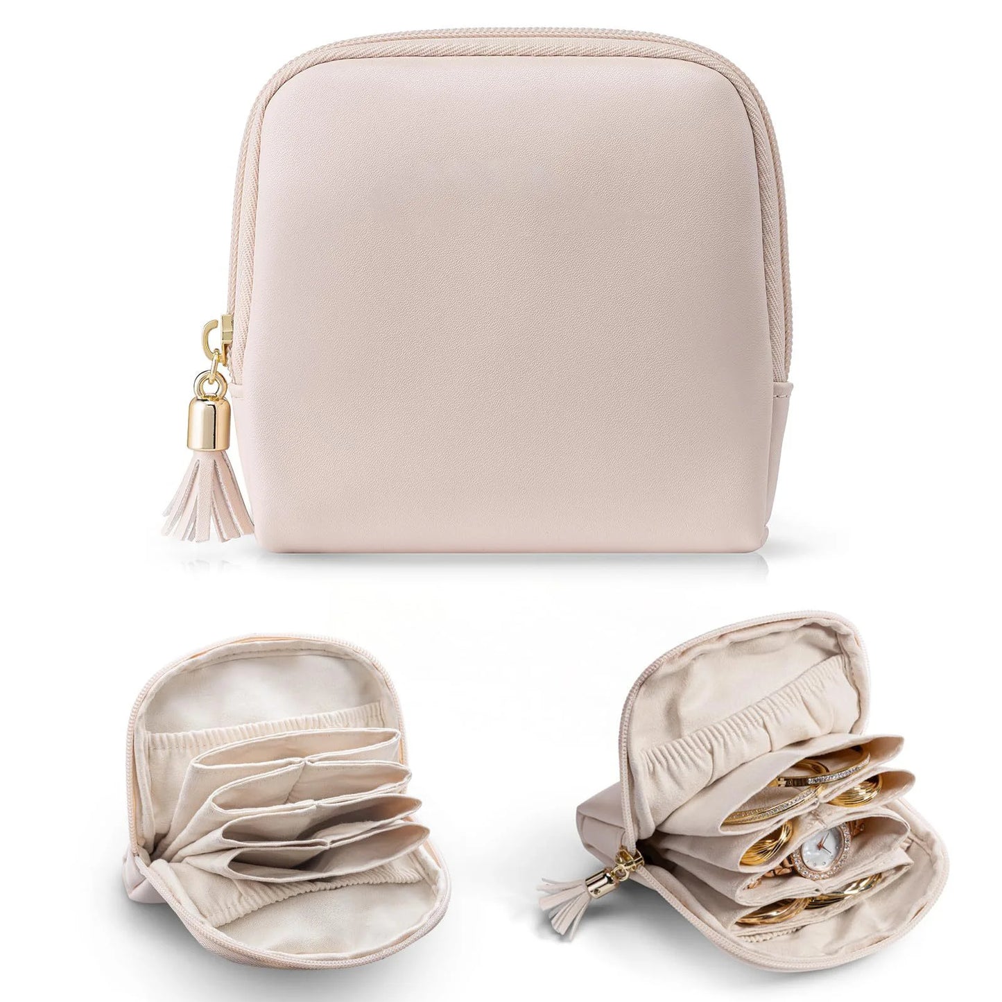 Portable Jewelry Bag Large Capacity Multiple Pockets Jewelry Organizer Bags Classified Jewelry Protective Case Coin Purse