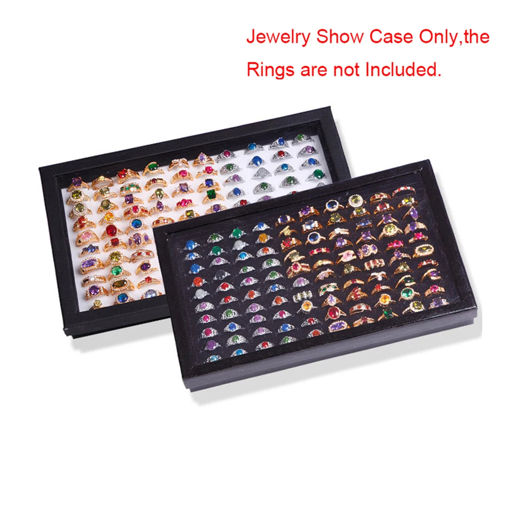 100 Slots Rings Display Stand Storage Box Ring Box Jewelry Organizer Holder Show Case Casket #228405