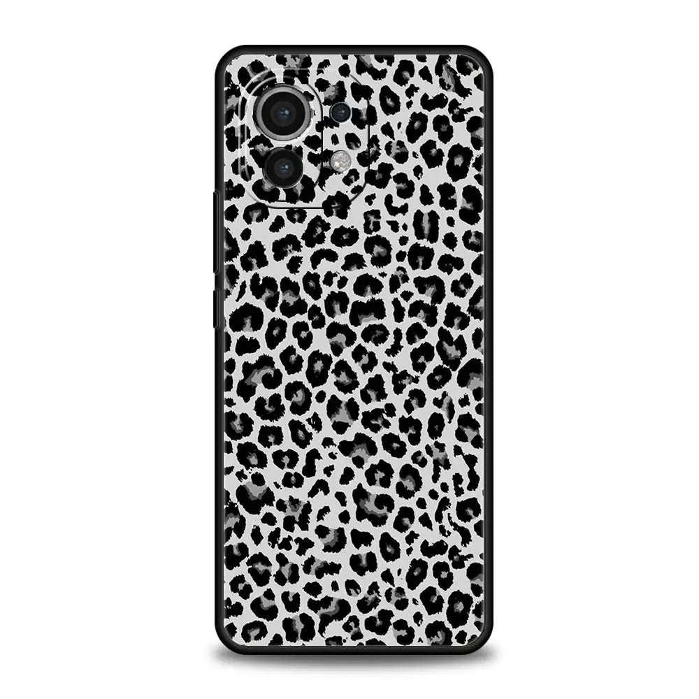 Phone Case For Xiaomi Mi 14 13 12 11 Lite 13T 12T 11x 11T 10T Pro 9T Note 10 Lite Silicone Black Cover Leopard Cheetah print