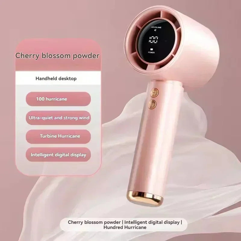 Portable Mini Handheld Fan Type C Rechargeable Digital Display Fan High-Speed Electric Cooling Fan Desktop Outdoor Small Fans