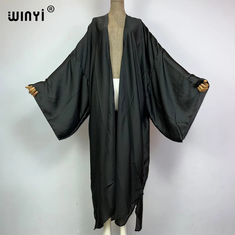 WINYI kimono boho monocolour kaftans beach wear Elegant купальник Holiday beach outfits for women cover ups comfortable dress