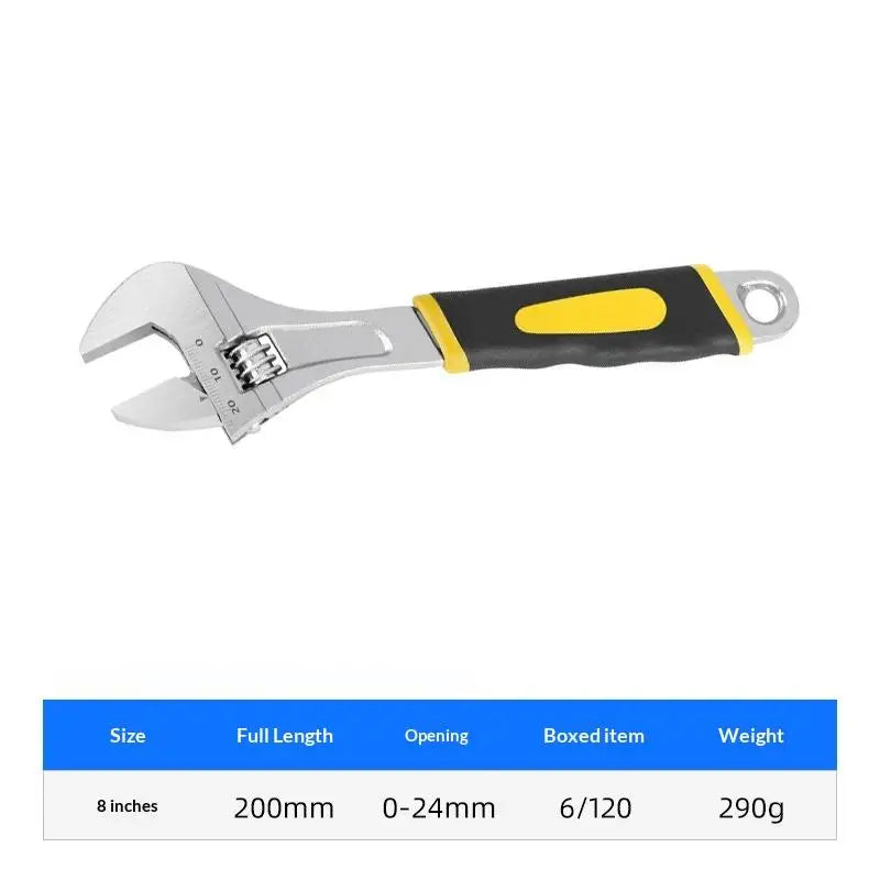 6-10 Inch Heavy Duty Adjustable Wrench With Rubberized Handle Box End Professional Tool Kit Construction Equipment