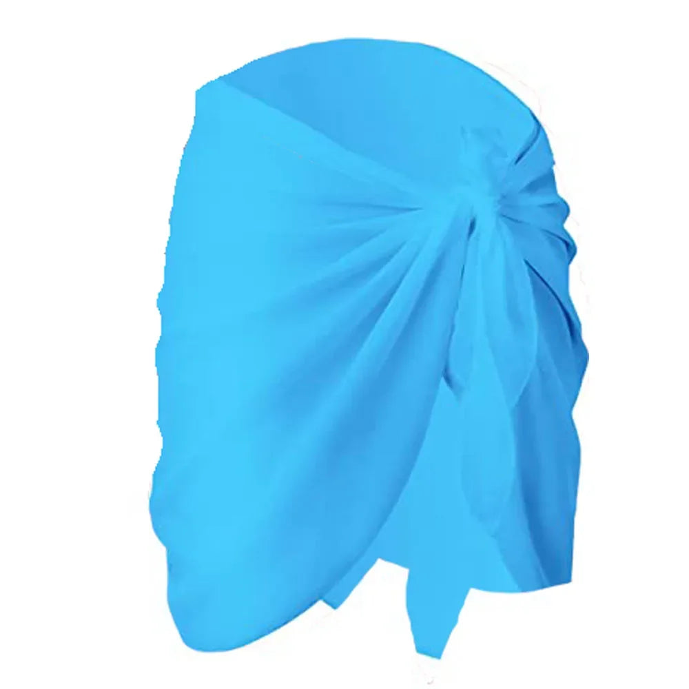 Women Short Sarongs Bathing Suit Wrap Swimsuit Coverups Beach Bikini Sheer Short Skirt Chiffon Scarf Cover Ups for Swimwear