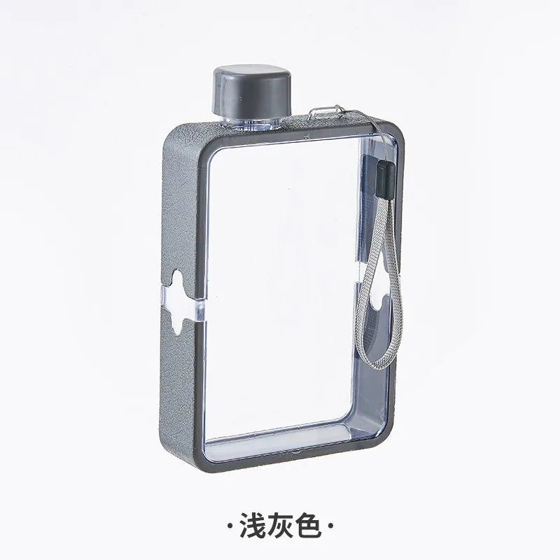 Plastic Flat Student Water Bottle Portable Fit in Handbag Free BPA Easy to Carry Transparent DIY Flask Drop Ship Items