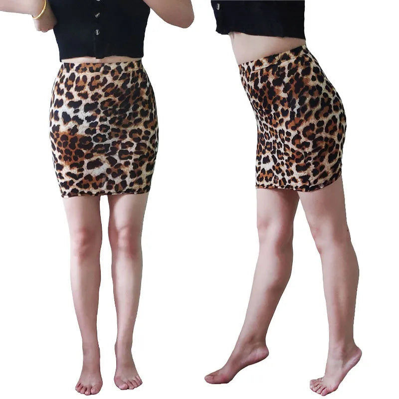 Women Leopard Print Bodycon Mini Night Club Skirt High Waist Slim Fit Tight Sexy Skirts Summer Cool Thin Short Skirt