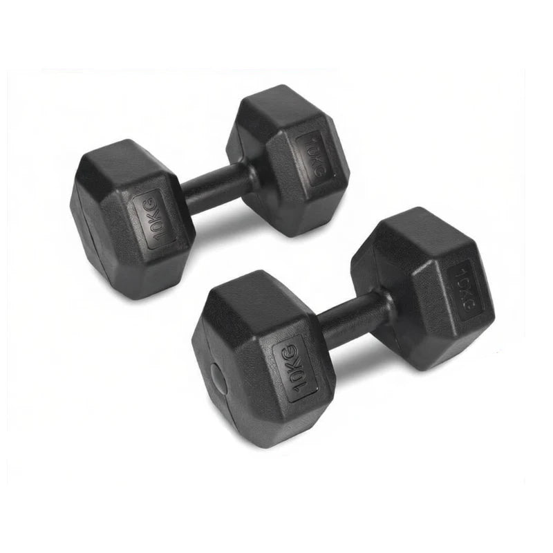 Hex dumbbells, a pair of two dumbbells, weighing 2kg, 5kg, 7.5kg, and 10kg, suitable for strength training and gym workouts