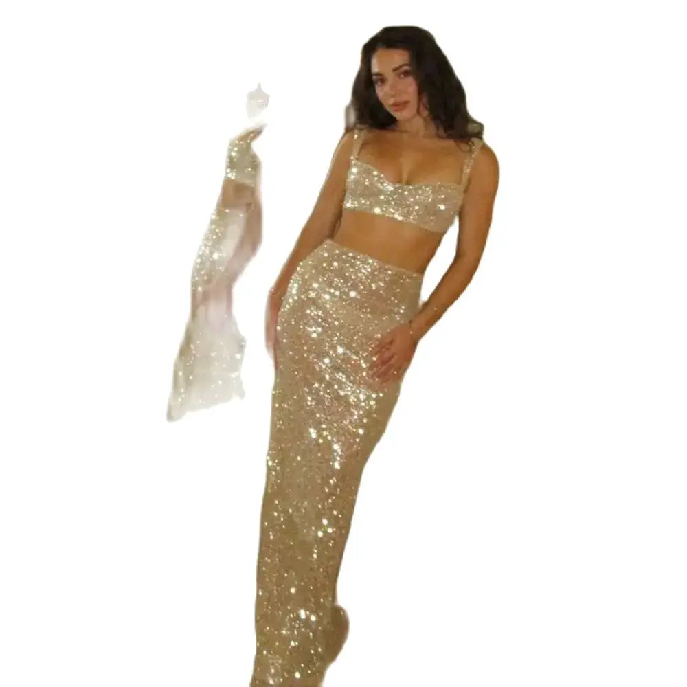 HOBBY See Through Sequins Sparkly Woman Clothes Ever Pretty Straight Skirts Custom Made Shinny Skirt Plus Size Women Gowns
