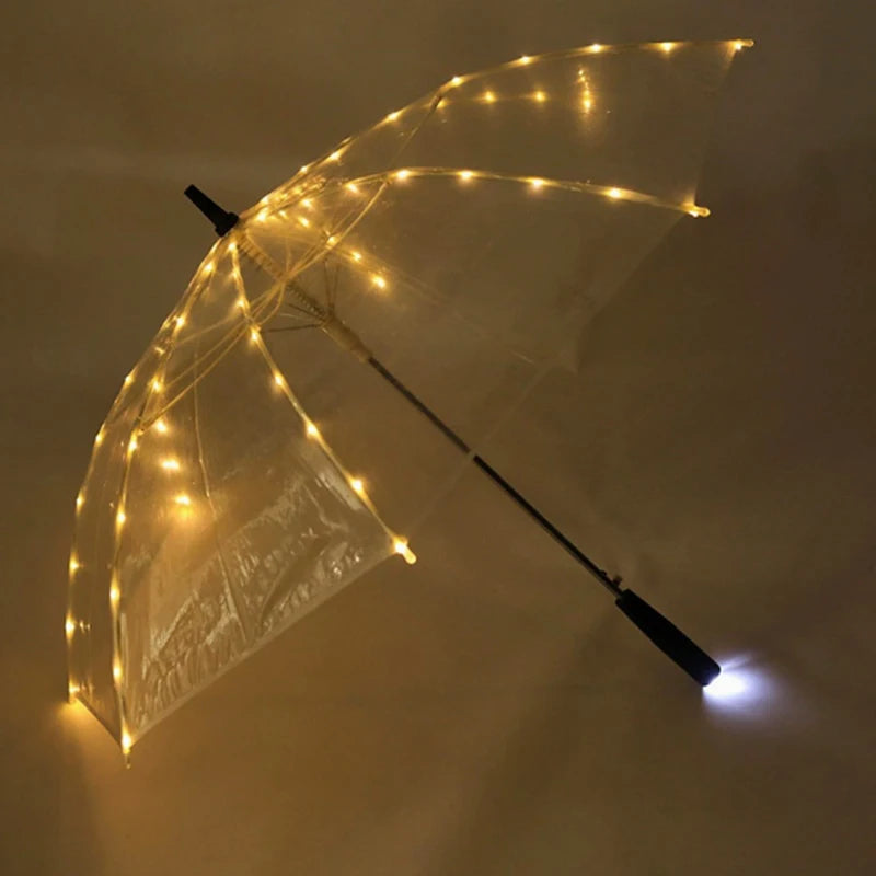 Holiday Party Supplies Luminous White Umbrella Wedding Decorative Props Christmas LED Light Umbrella Glowing For Night Party