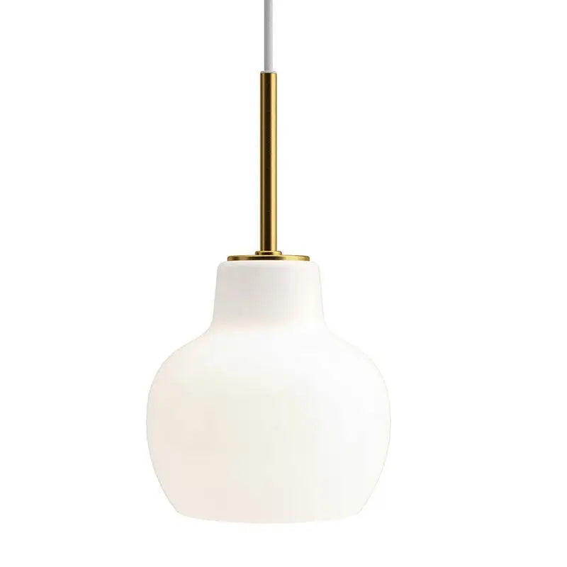 European Retro Bedside Bedroom Study Milk White Gourd Glass Single Head Small Chandelier