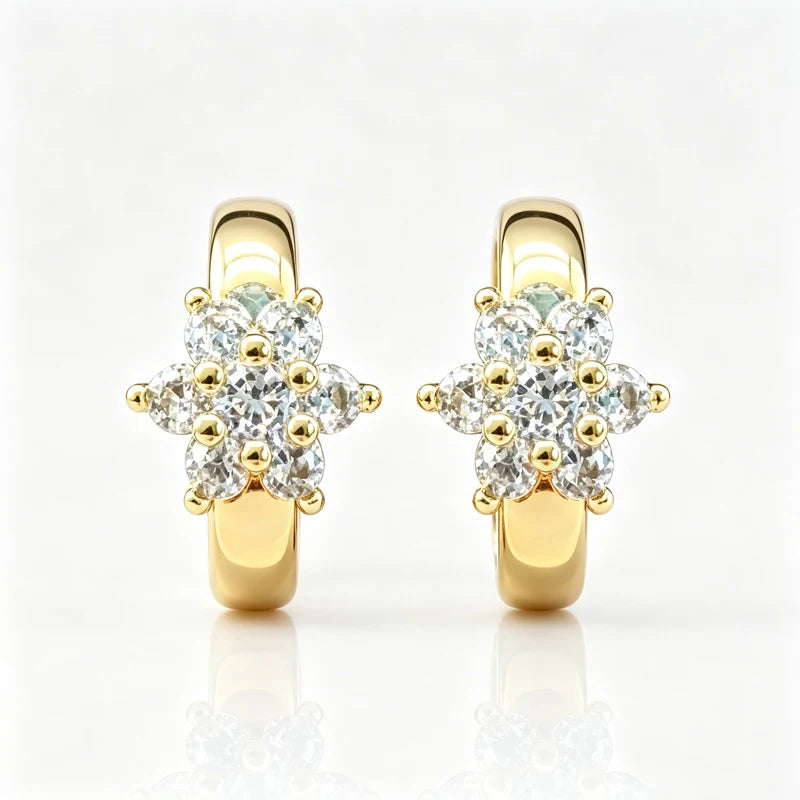 Fine Jewelry Silver Plated Earrings Inlaid With Shiny Zircon Crystal Flower Earrings Charm Jewelry For Women Gift Engagement