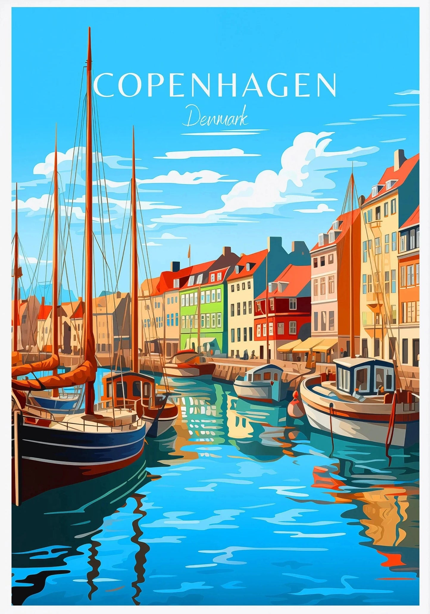 Denmark Portugal Holland Travel Poster Copenhagen Madeira Porto Canvas Painting Wall Art HD Picture for Living Room Home Decor