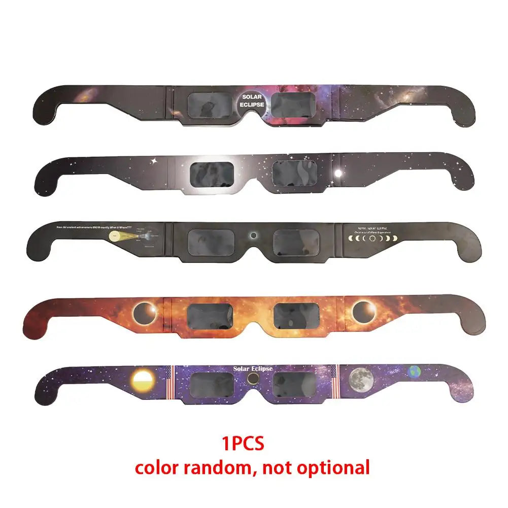 5PCS Solar Eclipse Glasses Anti-uv Glasses Safe Direct Sun Viewing Random Color Paper Frames for Adults Kids Watch Solar Eclipse