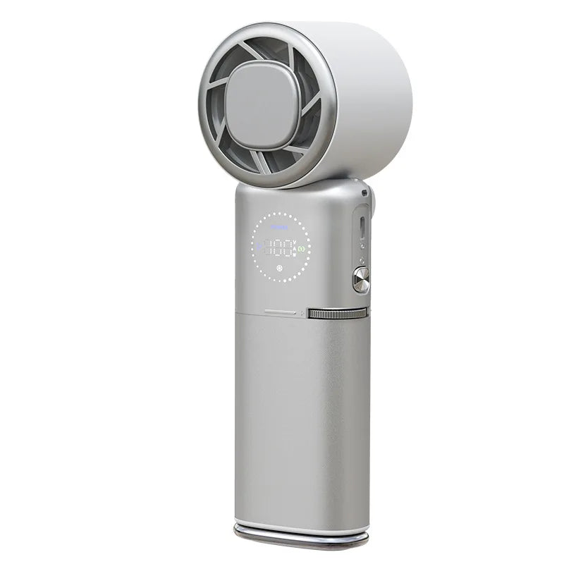 Portable Handheld Fan, 9000mAh Rechargeable Travel Fan as Power Bank, 100 Speed Personal Hand Face Fan with Retractable Wire