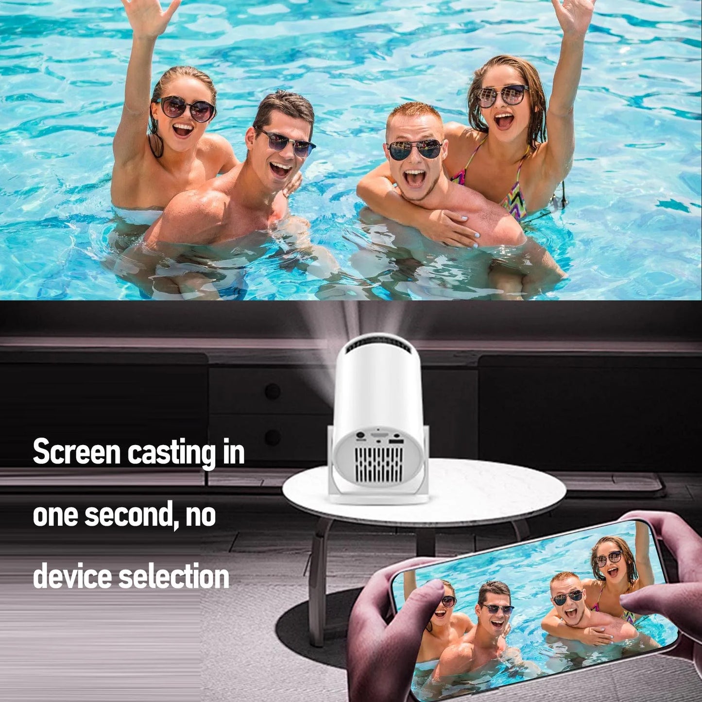 Portable Projector Home Theater Movie Video Projector Multi Ports Low Noise 240° Rotation Small WiFi Video Projector