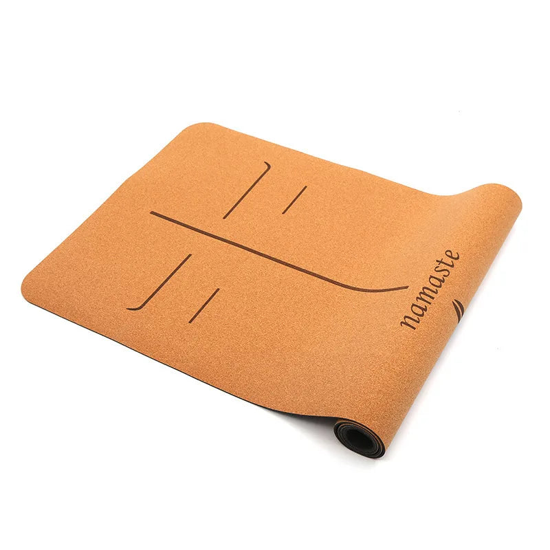 Natural Cork TPE Yoga Mat Non Slip Eco Friendly 183x61cm Thick 10mm Cushion for Home Fitness Pilates Workout