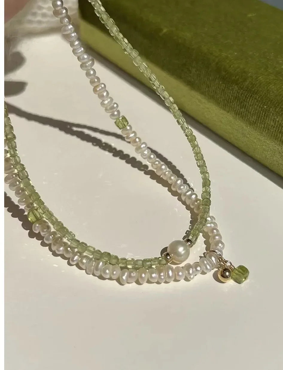Peridot necklace peridot beaded necklaceChoker Beaded Necklace,Pearl Beaded Necklace,Natural Peridot Necklace