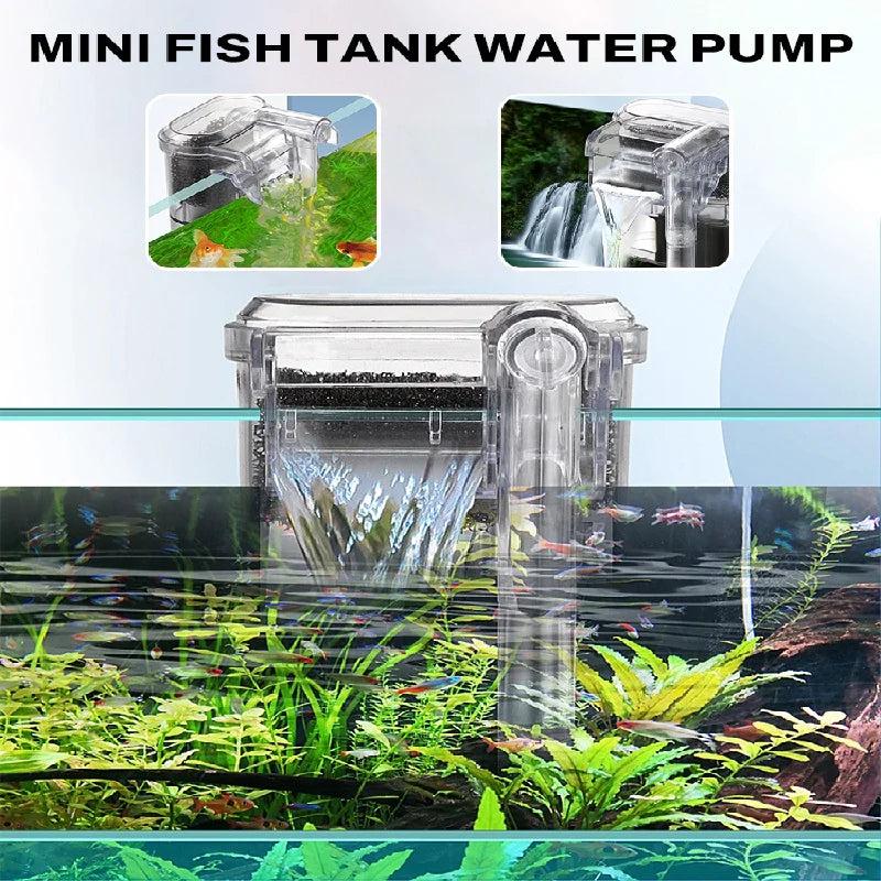 New Suspended Filter For Fish Tanks 5in1 Mini Filters 2.5W 250L/H for Aquariums Below 30cm External Waterfall Filter Pump USB/DC