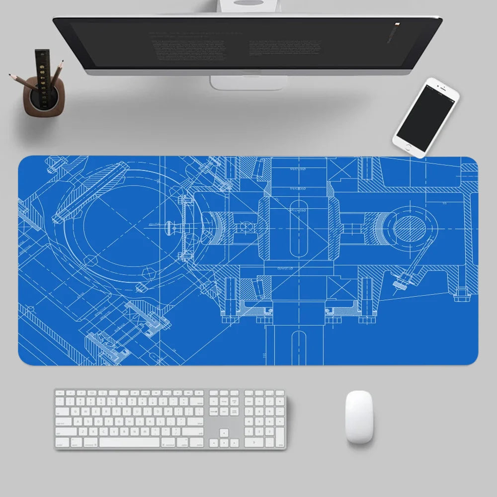 Mouse Pad Gaming Accessory Mechanical Drawings Home Large HD Mousepad XXL MousePads Natural Rubber Carpet Non-Slip Table Mat