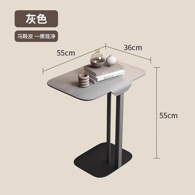Italian Minimalist Saddle Leather Side Table Sofa Bedside Corner Table Luxury Home Living Room Coffee Table High End Furniture