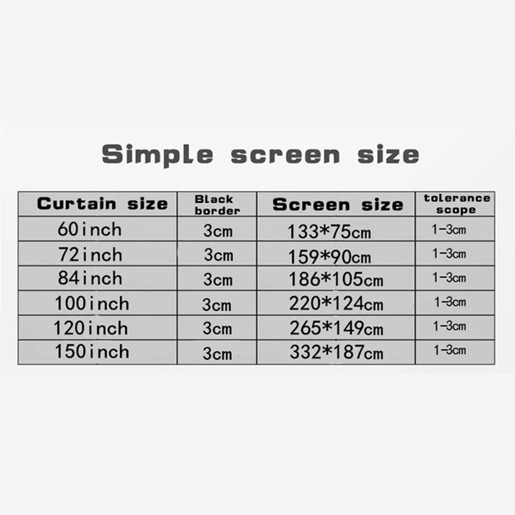 Portable Projector Screen Simple Curtain 60 72 84 100 120 150 Inches Projection Screens 16:9 for Home Outdoor Office Projector