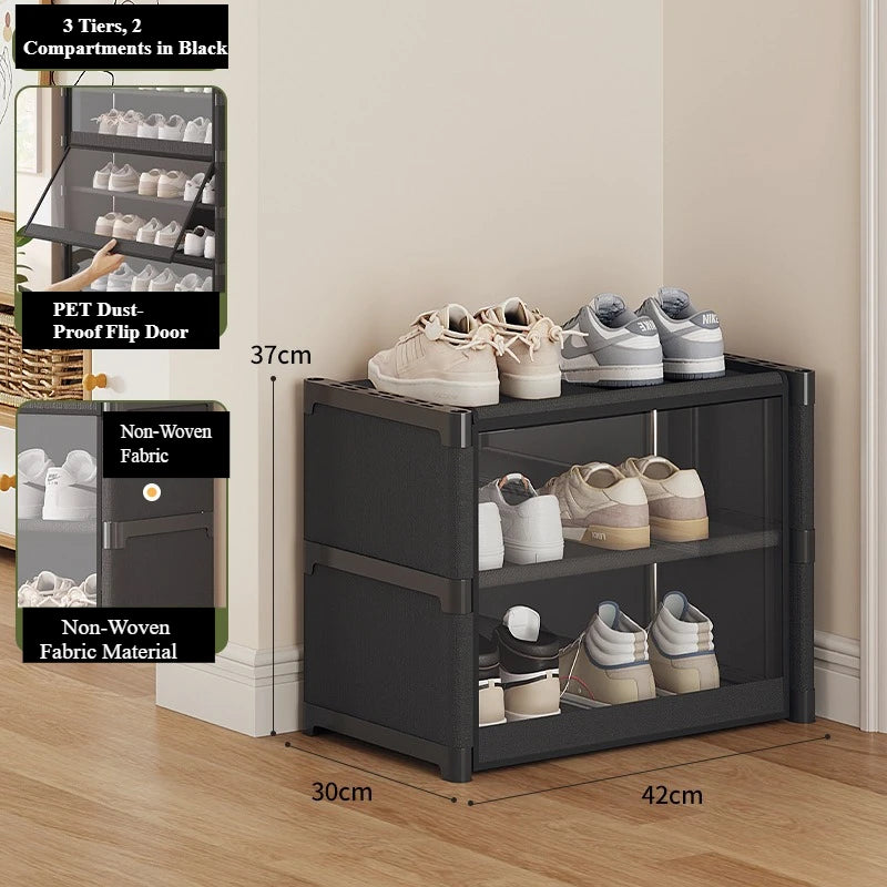 Shoe Rack-Shoe Storage Cabinet Vertical Shoe Organizer for Closet Entryway Corner Bedroom- Stackable DIY Narrow Shoe Shelv