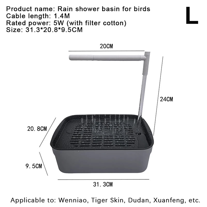 Automatic Parrot Bird Bath Tub USB Electric Pet Water Circulating Fountain Shower Bathtub Pet Supplies for Birds