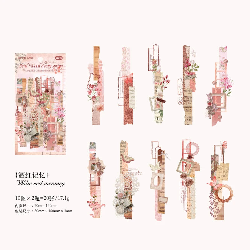 6 styles 20 pcs Paper lab series PET Material Decorative Diy Diary Album Scrapbooking Material Junk Journal Supplies