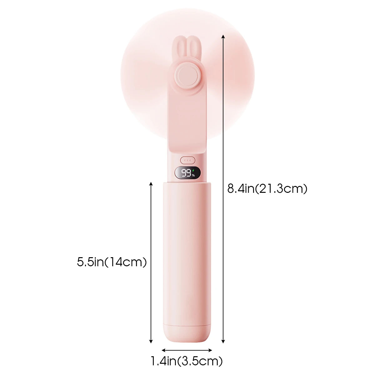 Portable Fan Mini Cute Handheld Fan LED Display USB 2000mAh Recharge Hand Held Small Pocket Fan with Power Bank Feature