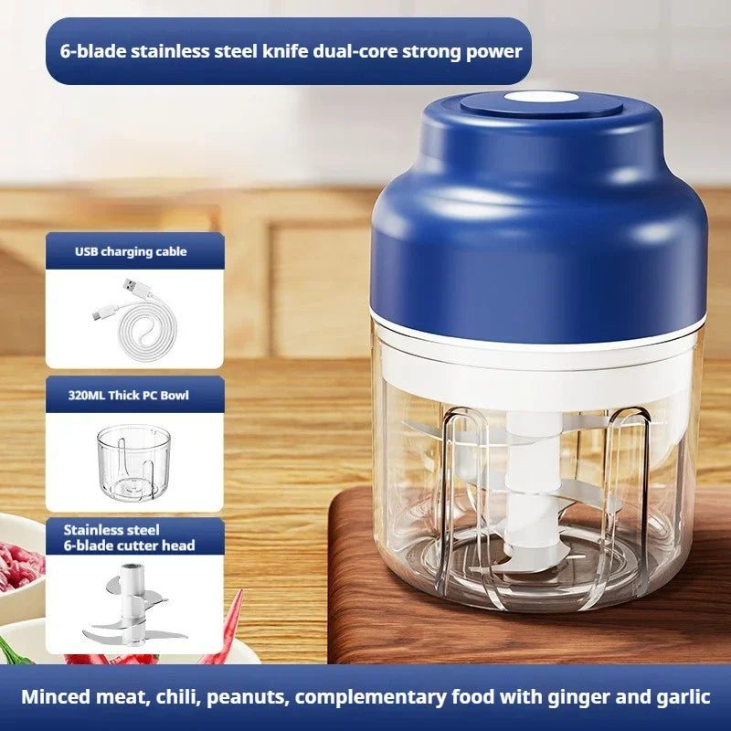 320ML Electric Garlic Grinder, Vegetable Chopper, Food Processor, USB Mini Garlic Grinder, Portable Small Food Processor