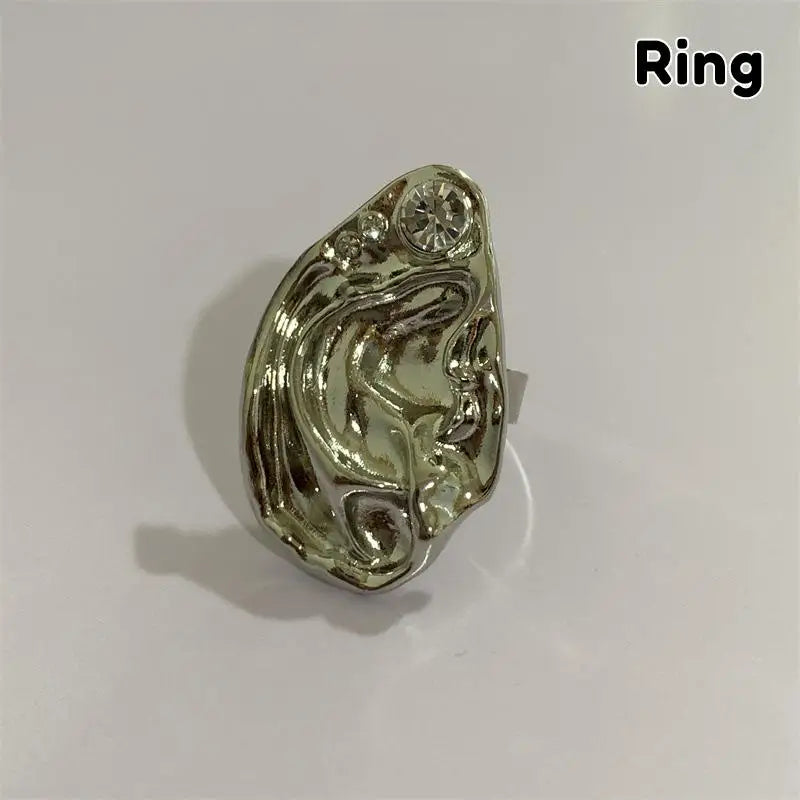 Ear Shaped Earrings Metal Ring Jewelry Irregular Statement Ring Unique Textured For Daily Wear Parties Events Gift