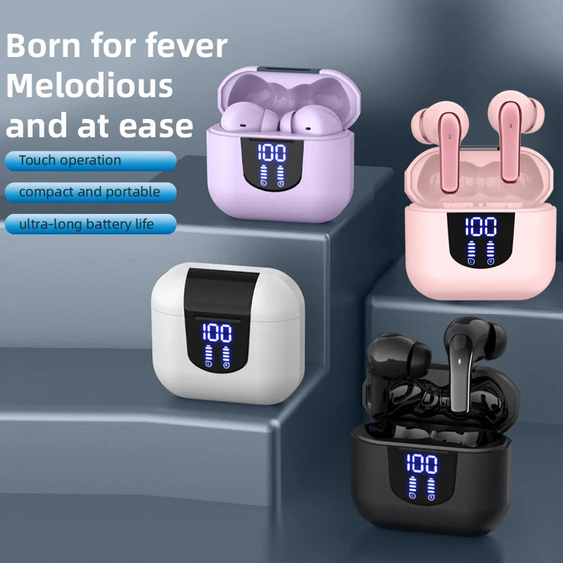 Bluetooth 5.4 In Ear Wireless Earbuds HiFi Stereo Sound Noise Reduction Digital Display Earphone For Daily & Gaming Use