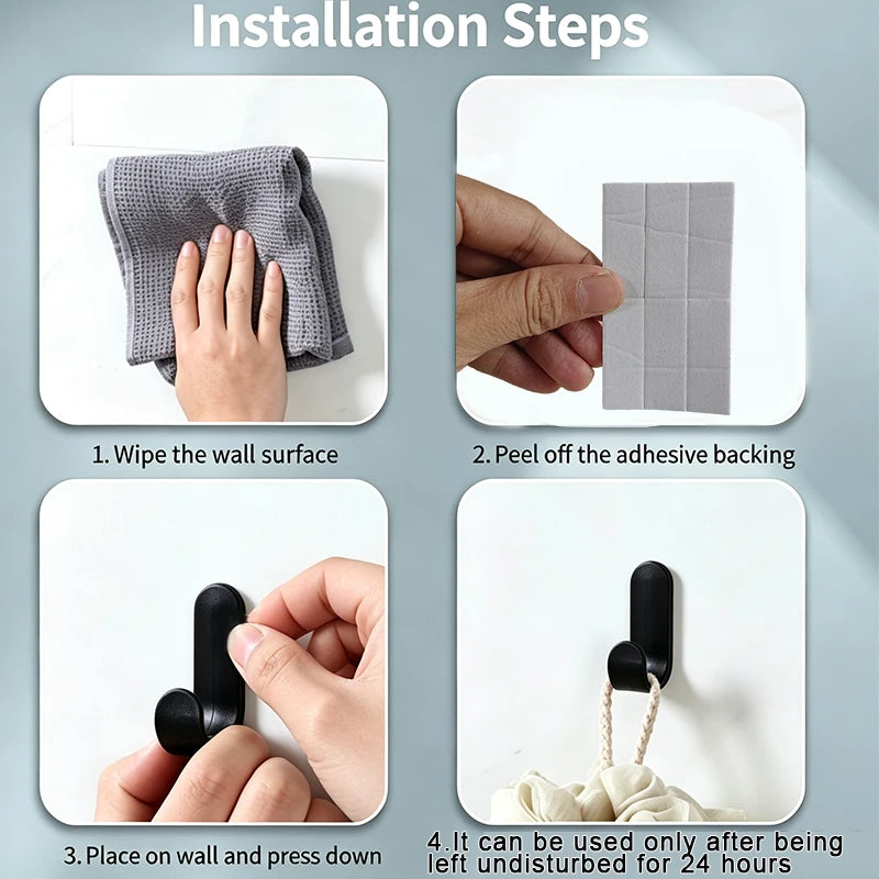 6Pcs No-Drill Adhesive Hook J-Shaped Hook Household Traceless Door-Back Adhesive Hook Key Hook
