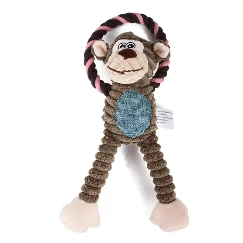Dog Plush Toy Pet Squeaky Animals Stuffed Toy Bite-Resistant Teeth Cleaning Chew Toy Interactive Companion Toys Pet Supplies