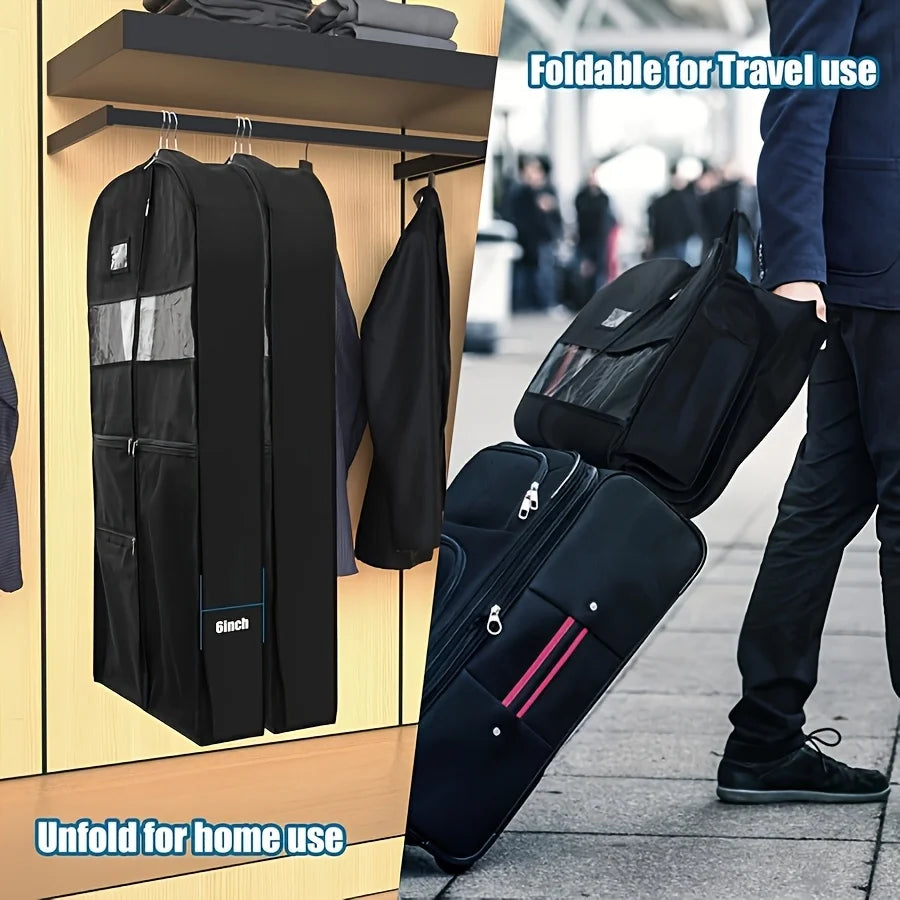 Garment Bags for Travel,Hanging Garment Bags for Men,Double Sides Zipper & Large Mesh Pockets,Monogrammed Closet Clothes Storage