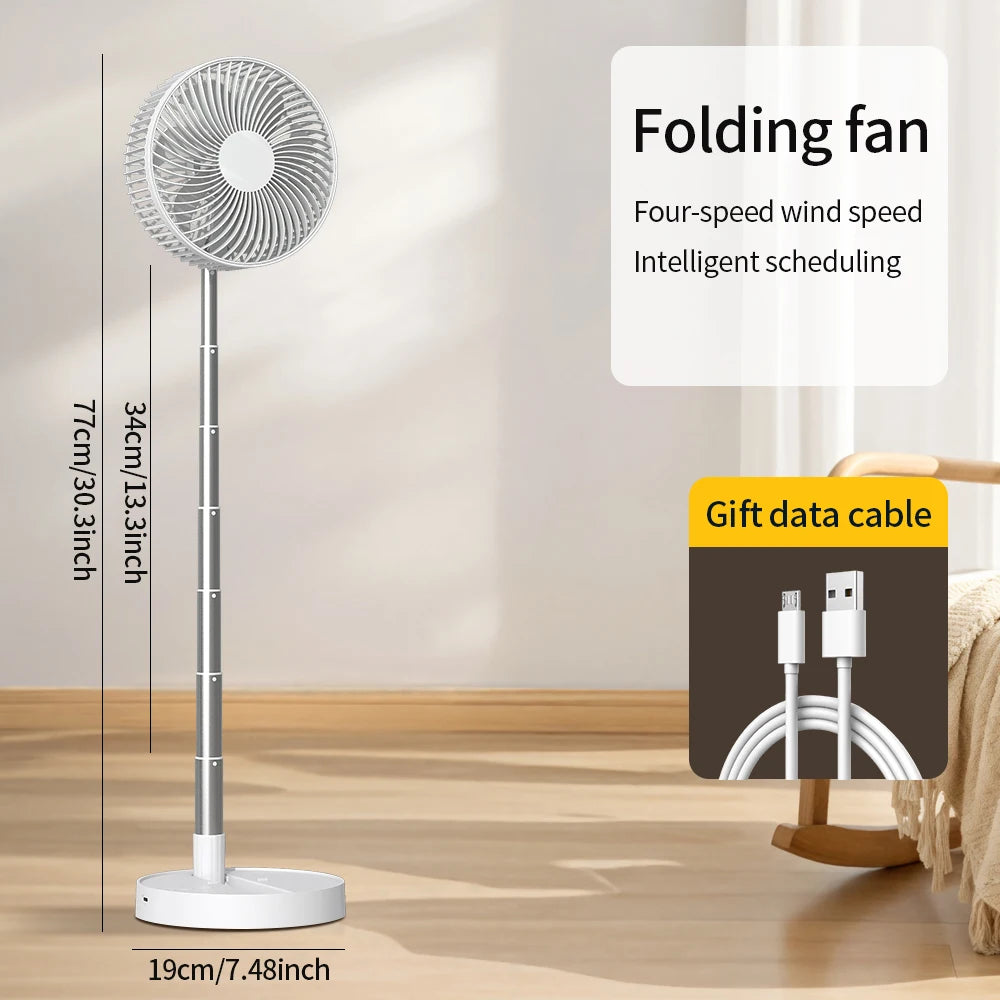 USB Foldable Portable Fan with 8inch 4 Speeds & Timing, Battery Operated Mini Floor Fan for Bedroom, Indoor or Outdoor,Table Fan