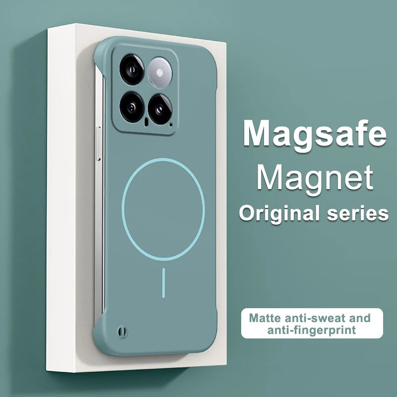 For Magsafe Frameless Magnetic Wireless Charging Phone Case For XIAOMI 14 13 13T 12 12X 11 15S 15 Pro Ultra Slim Hard Back Cover