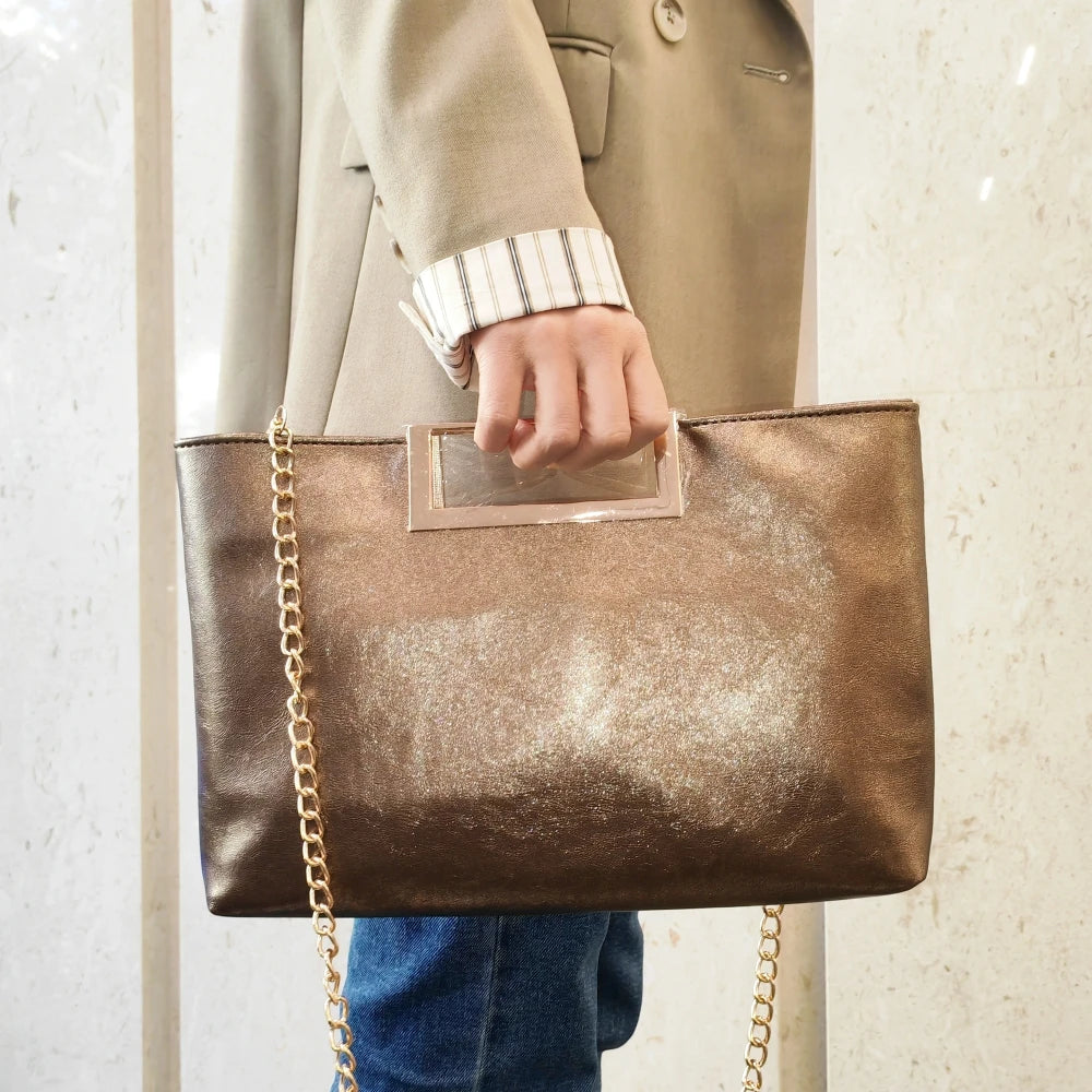 Fashion Office Lady Elegant Chain Shoulder Bag Pu Leather Handbags Women Y2k Stylish Crossbody Bags ladies Clutches