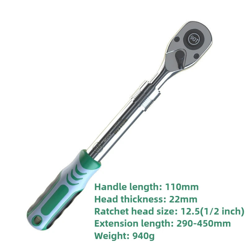 1\2 Retractable Ratchet Wrench Mechanic Automobile Spanner Tool Portable Multi-functional 90 Teeth Repair Wrench Workshop Tools