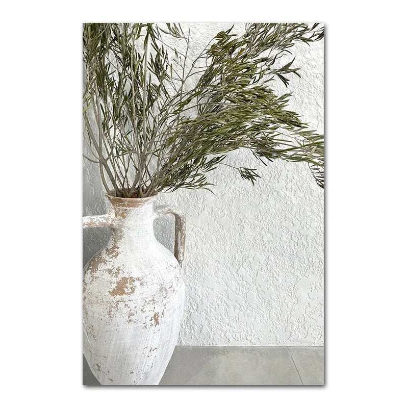 Scandinavian Simple Bohemian Wall Art Spanish Architecture Green Leaves Reeds HD Canvas Painting Poster Print Home Decor Gift