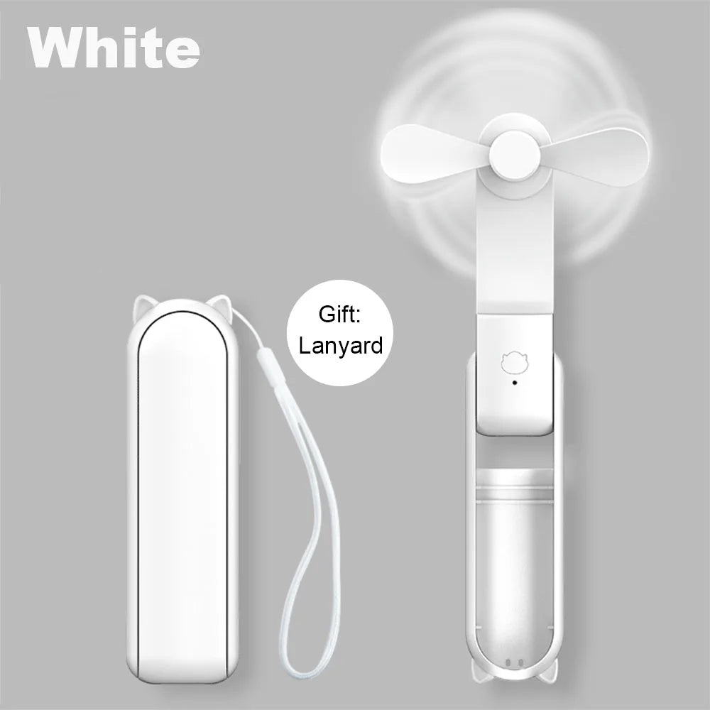 Mini Portable Handheld Fan 2000mAh USB Rechargeable Folding Small Pocket Fan with Handy Power Bank Foldable Hand Fan for Outdoor