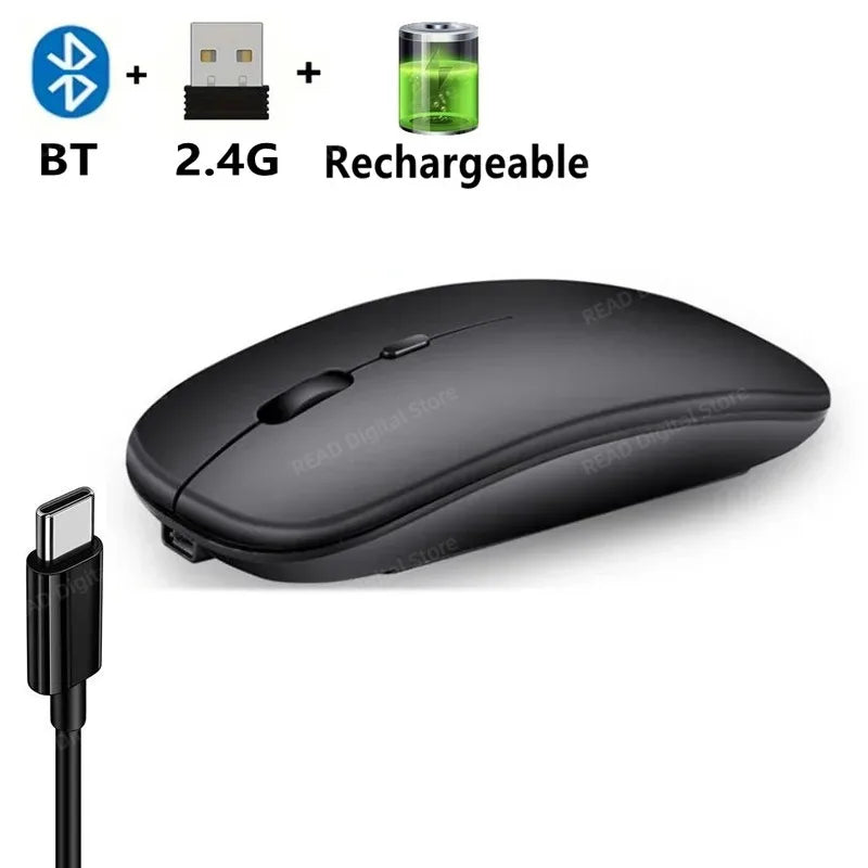 Wireless Mouse Bluetooth-Compatible Gaming Mouse (Dual Mode:BT+2.4Ghz) Ergonomic Rechargeable Mice for PC/Laptop/Macbook 