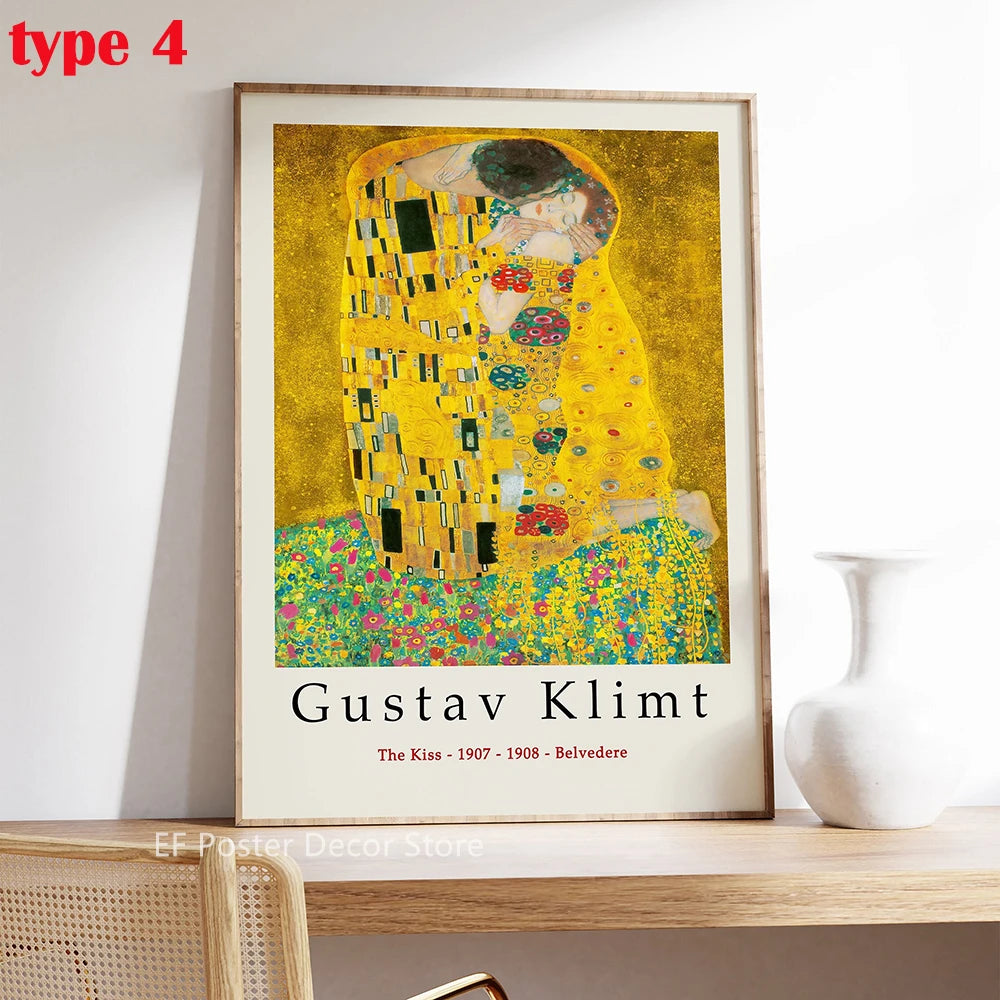 Floral Scenery Poster Exhibition Garden Aesthetic Prints Klimt Artwork Room Home Club Hallway Gallery Cafe Decor Wall Painting
