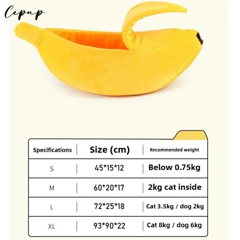 Banana cat bed super soft house lovely banana boat semi-closed warm pet bed cat accessories dog bed banana cushions with a lid