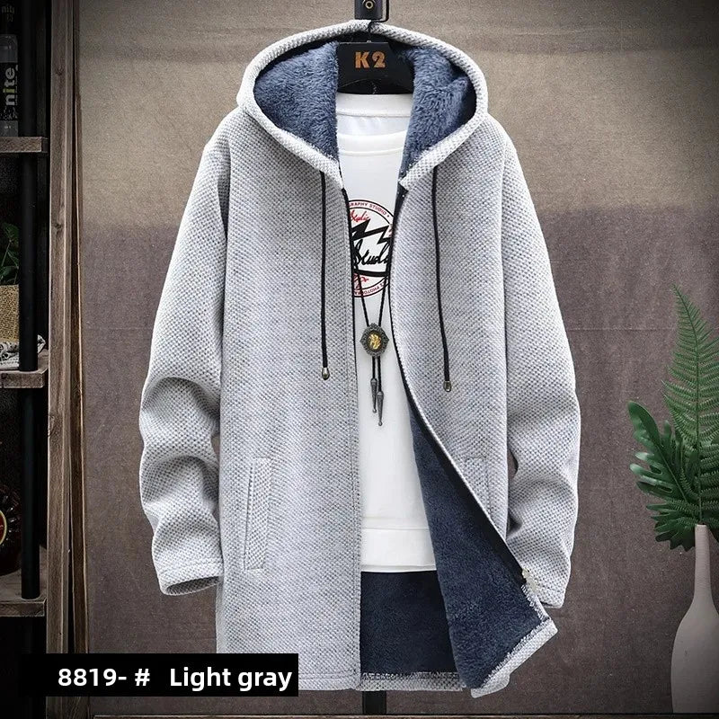 Fashionable Thickened Fleece Knitted Open Cardigan Men's Sweater Autumn Winter New Style Casual Outerwear Trendy Streetwear