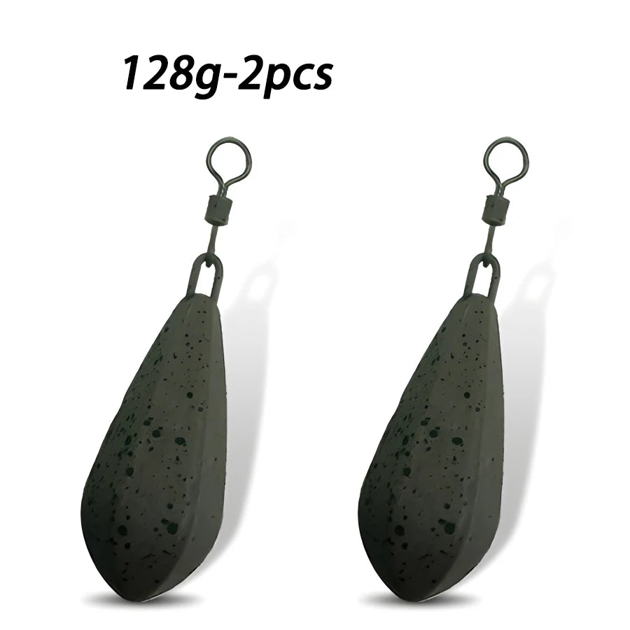 2pcs Carp fishing lead weight has 56g/71g/85g/99g/113g carp fishing weight. Pendant allows for quick replacement of lead