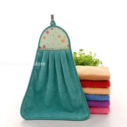 Hand Towel Coral Velvet Bathroom Supplies Soft Absorbent Cloth Dishcloths Hanging Cloth Kitchen Accessories