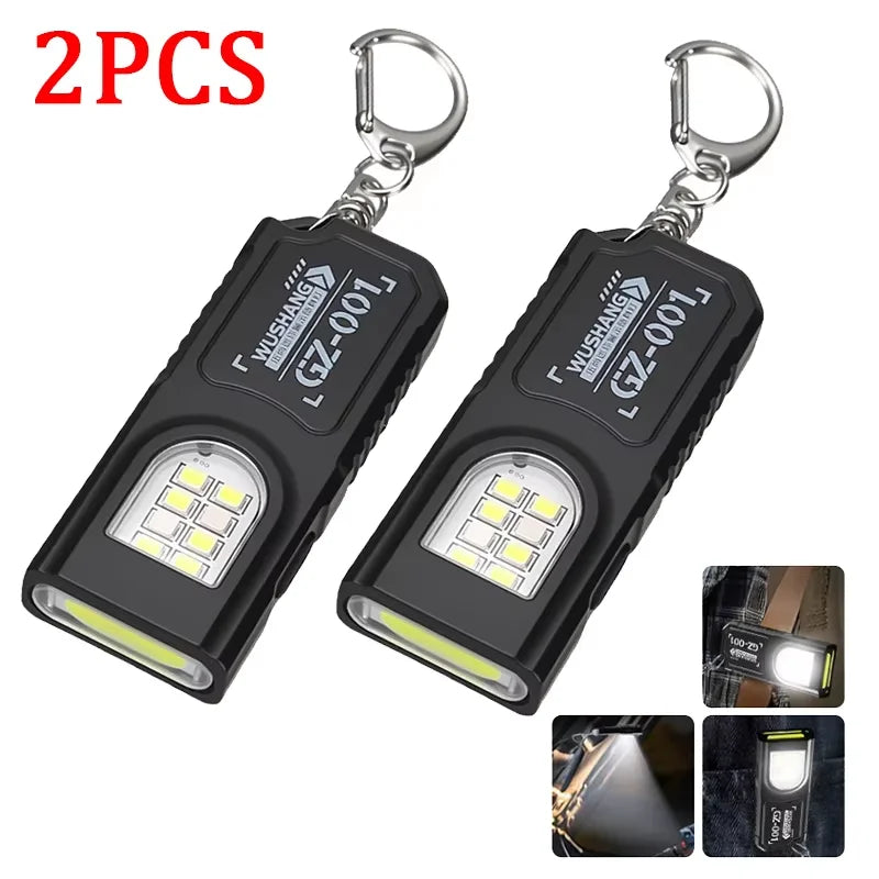Portable Keychain LED COB Flashlight USB Rechargeable Torch with Pen Clip Powerful Mini Outdoor Working Lantern with Magnetic
